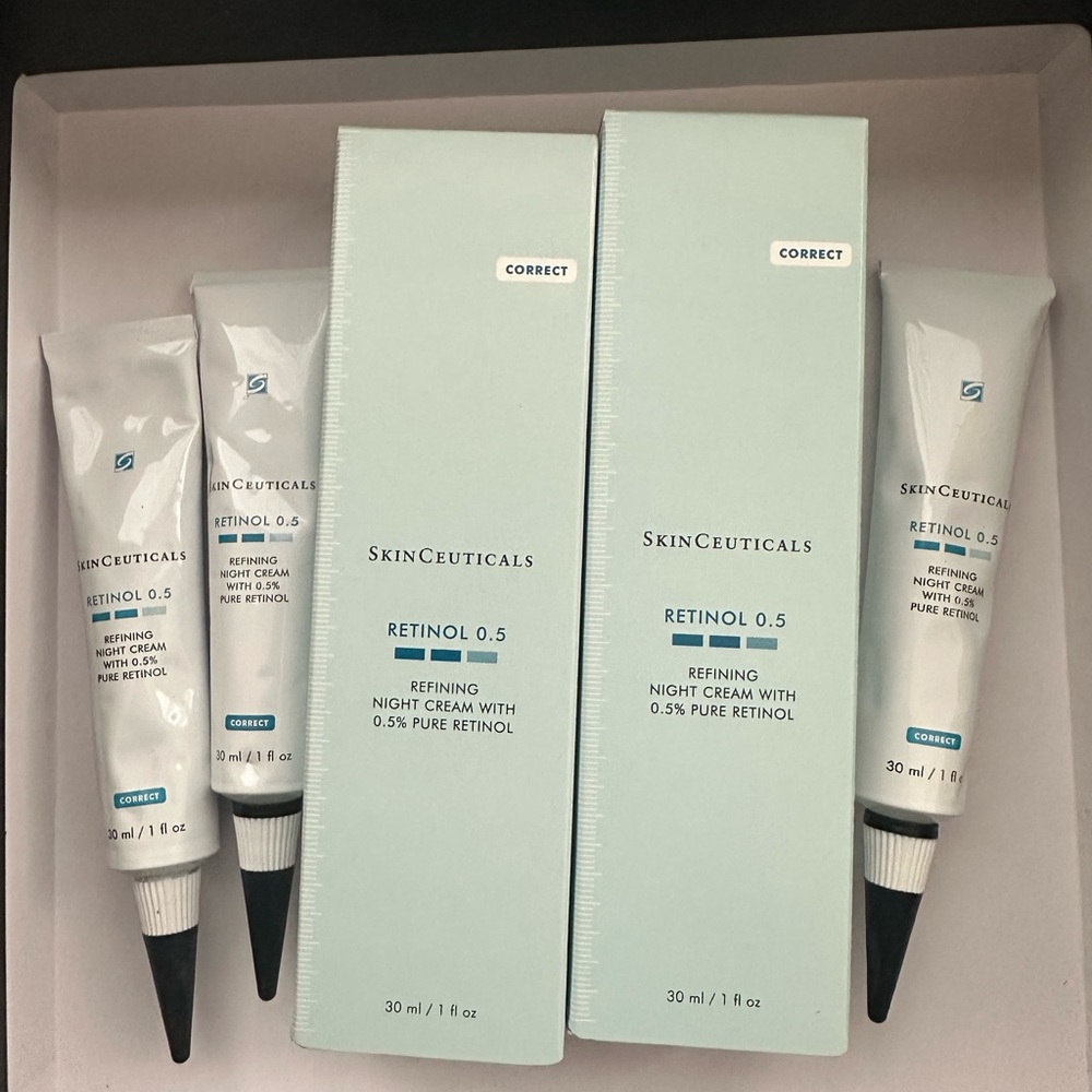 3 tubes SkinCeuticals Retinol 0.5 Refining Night Cream - Light Aqua and White